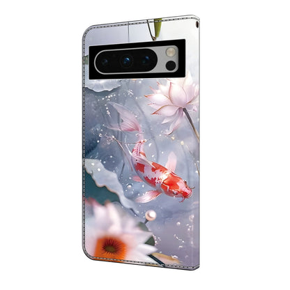 For Google Pixel 9 Crystal Painted Leather Phone case(Koi) - Google Cases by buy2fix | Online Shopping UK | buy2fix