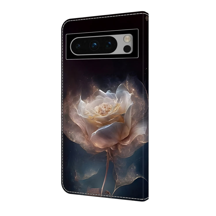 For Google Pixel 9 Pro Crystal Painted Leather Phone case(Peony) - Google Cases by buy2fix | Online Shopping UK | buy2fix