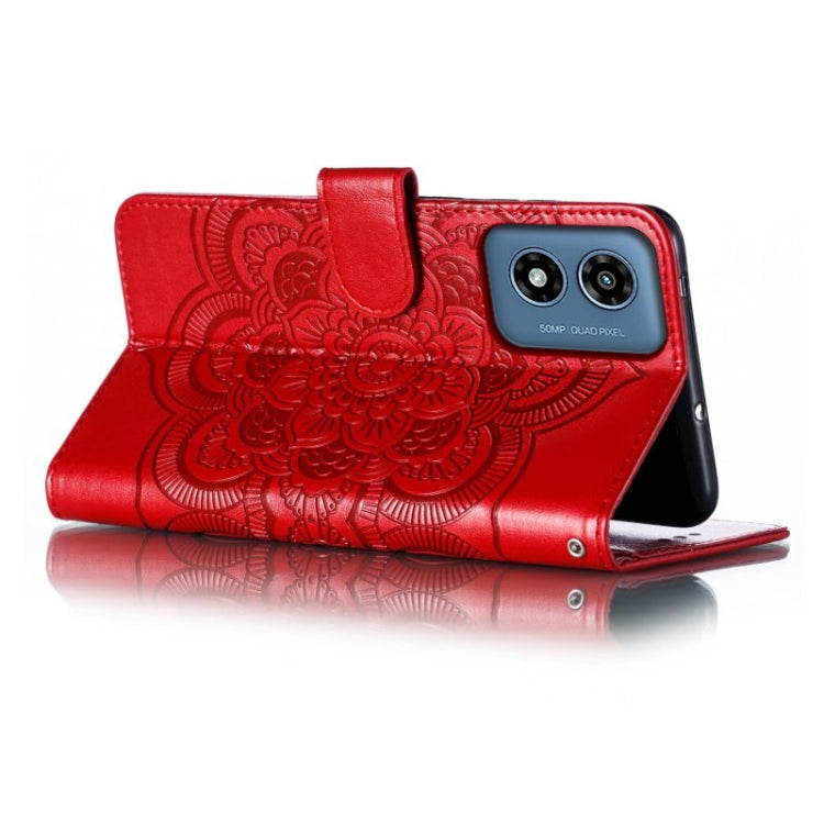 For Motorola Moto G Play 2024 Sun Mandala Embossing Pattern Phone Leather Case(Red) - Motorola Cases by buy2fix | Online Shopping UK | buy2fix