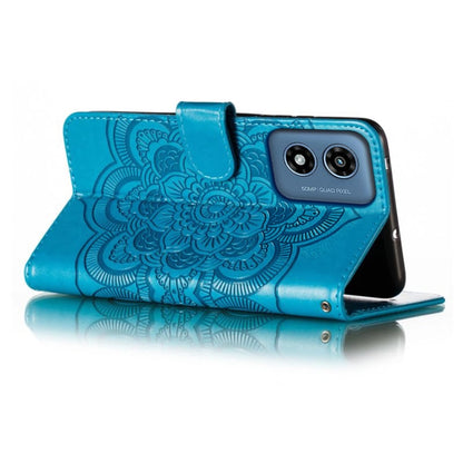 For Motorola Moto G Play 2024 Sun Mandala Embossing Pattern Phone Leather Case(Blue) - Motorola Cases by buy2fix | Online Shopping UK | buy2fix