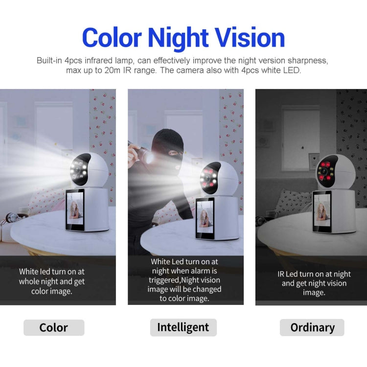 ESCAM QF104 One Click Video Call 3MP Indoor Humanoid Detection Audible Alarm Color Night Version Smart WiFi Camera, US Plug - Wireless Camera by ESCAM | Online Shopping UK | buy2fix