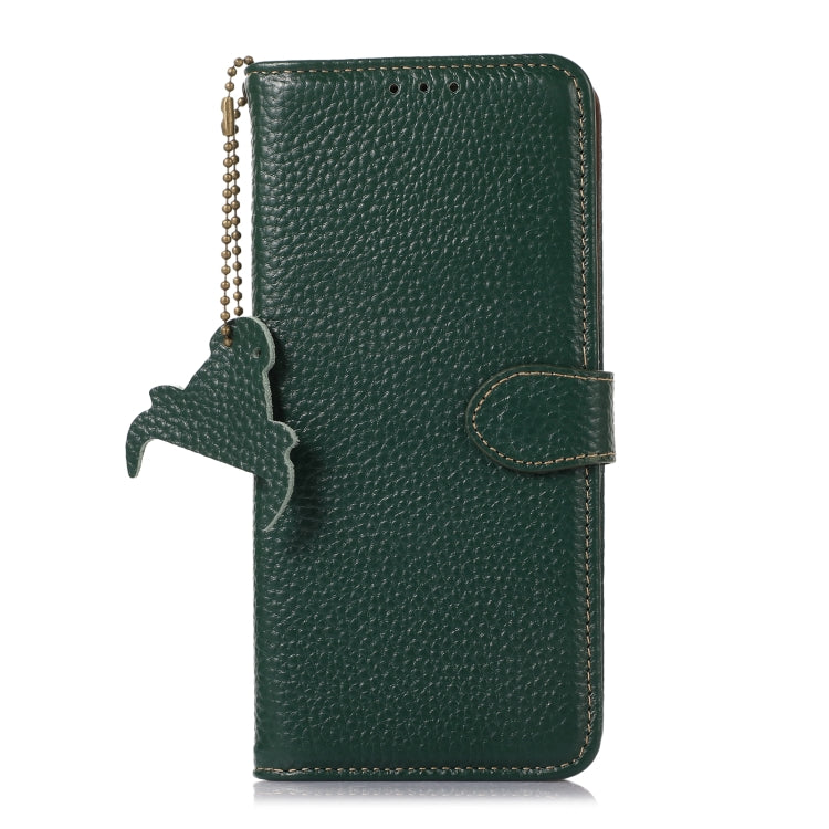 For Google Pixel 9 Pro Genuine Leather Litchi Texture RFID Leather Phone Case(Green) - Google Cases by buy2fix | Online Shopping UK | buy2fix