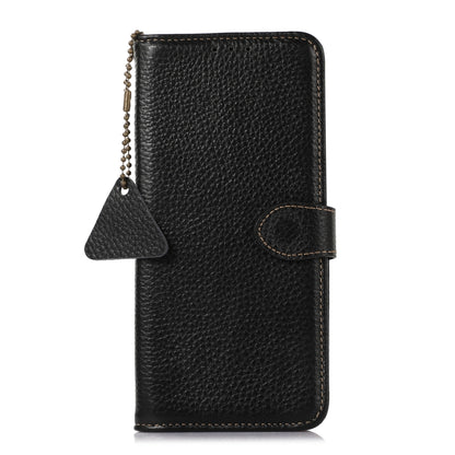 For Google Pixel 9 Genuine Leather Litchi Texture RFID Leather Phone Case(Black) - Google Cases by buy2fix | Online Shopping UK | buy2fix