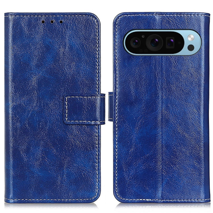 For Google Pixel 9 Retro Crazy Horse Texture Flip Leather Phone Case(Blue) - Google Cases by buy2fix | Online Shopping UK | buy2fix