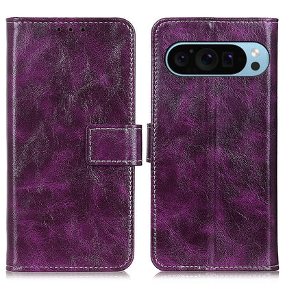 For Google Pixel 9 Retro Crazy Horse Texture Flip Leather Phone Case(Purple) - Google Cases by buy2fix | Online Shopping UK | buy2fix