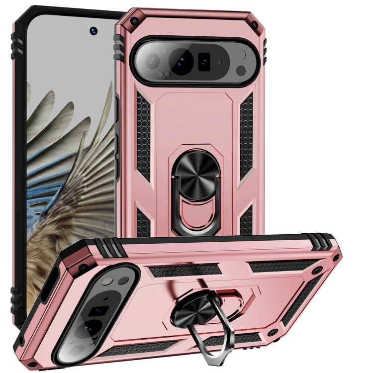 For Google Pixel 9 Pro Shockproof TPU + PC Phone Case with Holder(Rose Gold) - Google Cases by buy2fix | Online Shopping UK | buy2fix