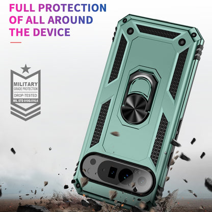 For Google Pixel 9 Pro Shockproof TPU + PC Phone Case with Holder(Dark Green) - Google Cases by buy2fix | Online Shopping UK | buy2fix