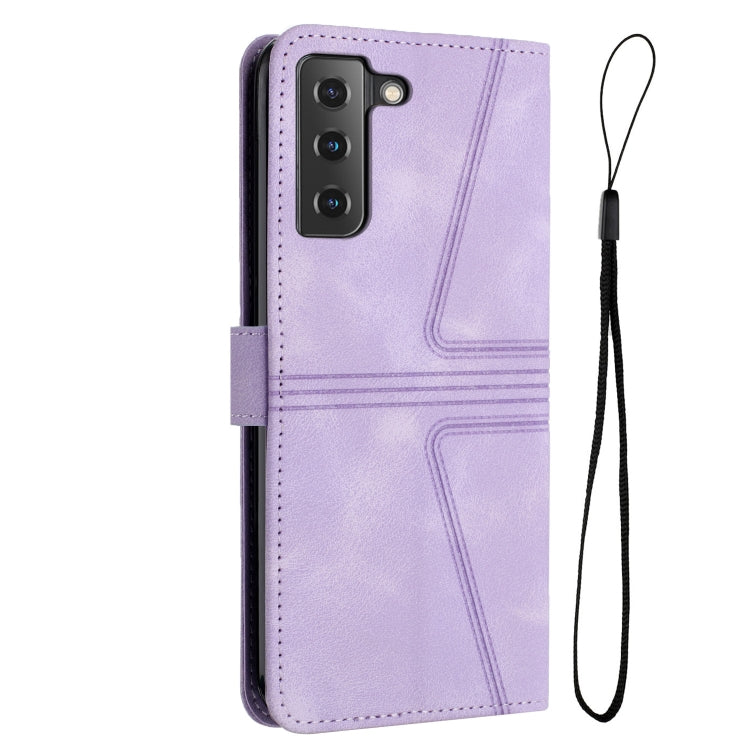 For Samsung Galaxy S21 5G Triangle Solid Color Leather Phone Case(Purple) - Galaxy S21 5G Cases by buy2fix | Online Shopping UK | buy2fix