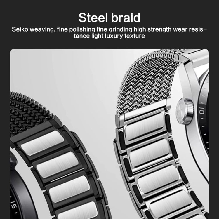 For Huawei Watch 4 / 4 Pro 22mm Magnetic Clasp Braided Chain Stainless Steel Watch Band(Black) - Watch Bands by buy2fix | Online Shopping UK | buy2fix