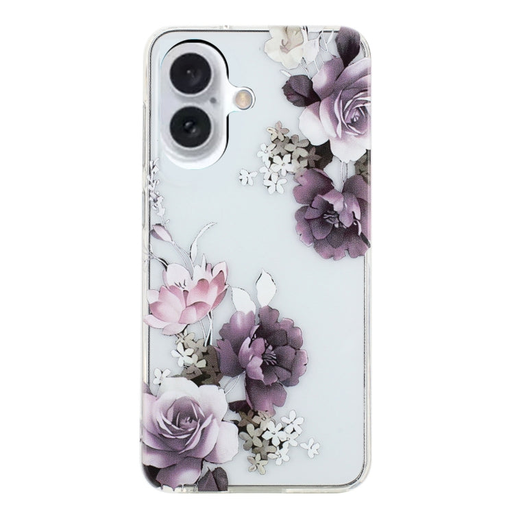 For iPhone 16 Plus Colorful Painting Pattern TPU Phone Case(Peony) - iPhone 16 Plus Cases by buy2fix | Online Shopping UK | buy2fix