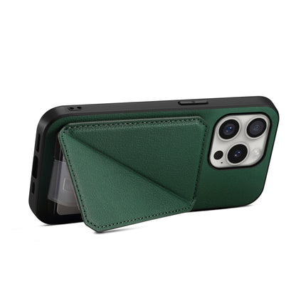 For iPhone 16 Pro Max D04 Calf Texture Dual Card Slot Holder Phone Case(Green) - iPhone 16 Pro Max Cases by buy2fix | Online Shopping UK | buy2fix