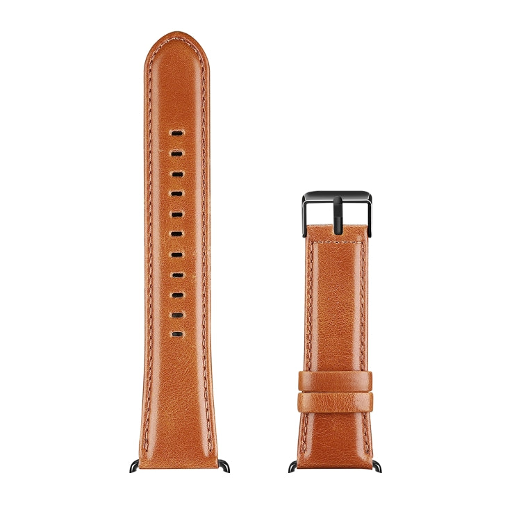 For Apple Watch SE 2023 44mm DUX DUCIS Business Genuine Leather Watch Strap(Khaki) - Watch Bands by DUX DUCIS | Online Shopping UK | buy2fix