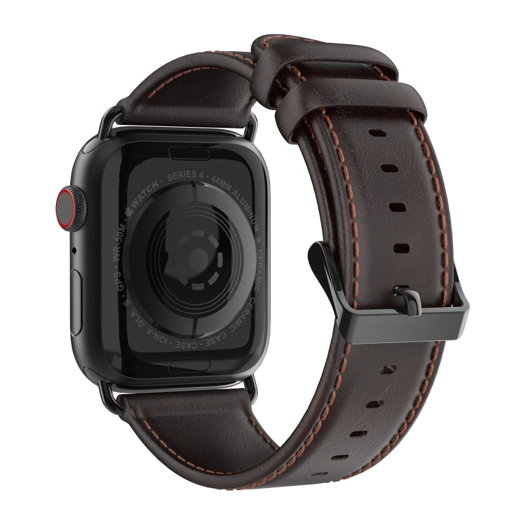 For Apple Watch Series 10 46mm DUX DUCIS Business Genuine Leather Watch Strap(Coffee) - Watch Bands by DUX DUCIS | Online Shopping UK | buy2fix