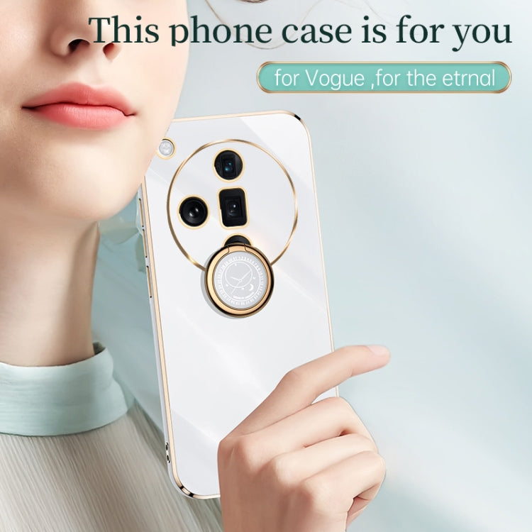 For OPPO Find X7 5G XINLI Straight Edge 6D Electroplate TPU Phone Case with Ring Holder(Celestial Blue) - Find X7 Cases by XINLI | Online Shopping UK | buy2fix