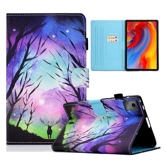 For Lenovo Tab M11 / Xiaoxin Pad 11 2024 Colored Drawing Sewing Pen Slot Leather Tablet Case(Starry Deer) - Lenovo by buy2fix | Online Shopping UK | buy2fix