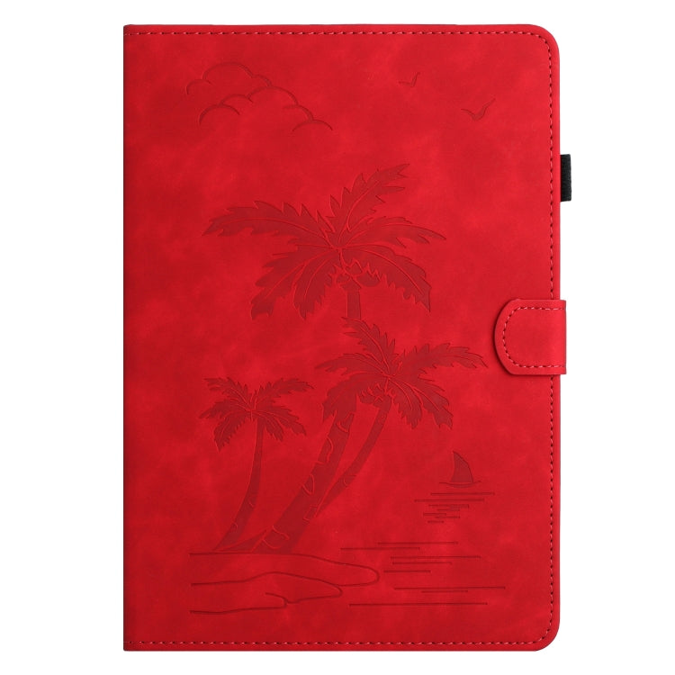 For iPad Pro 11 2024 Coconut Tree Embossed Smart Leather Tablet Case(Red) - iPad Pro 11 2024 Cases by buy2fix | Online Shopping UK | buy2fix