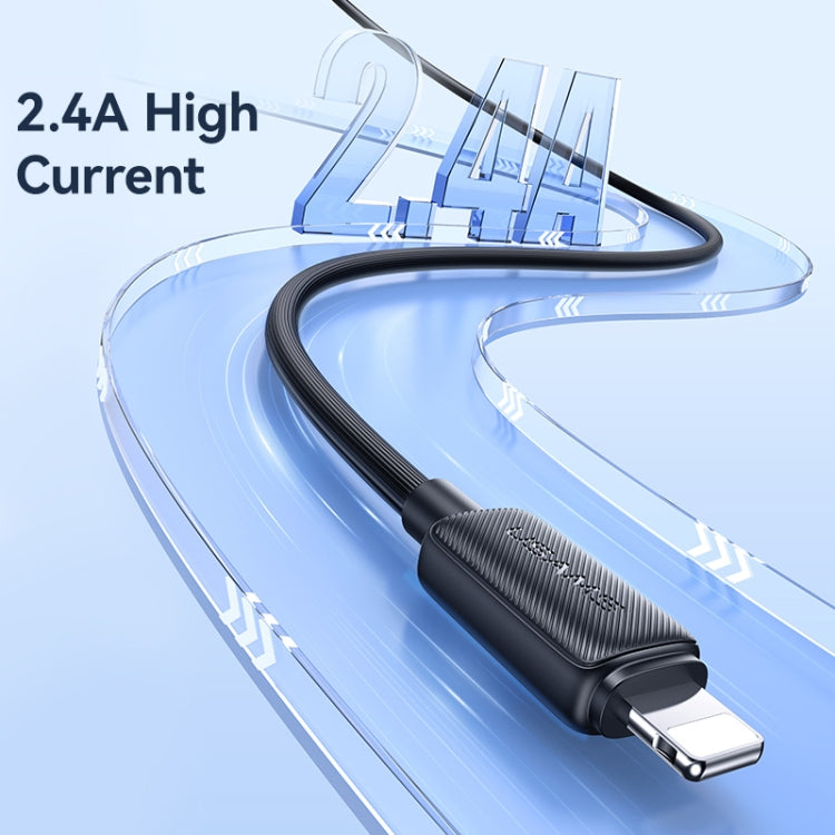 USAMS US-SJ689 USB to 8 Pin 2.4A Striped Fast Charge Data Cable, Length:1m(Black) - Normal Style Cable by USAMS | Online Shopping UK | buy2fix