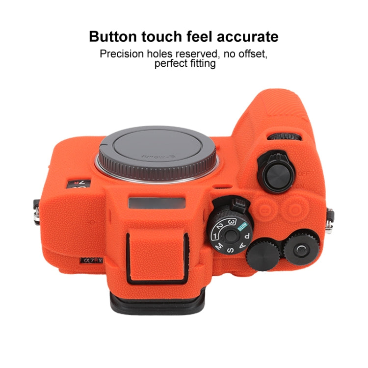 For Sony ILCE7RM5 / A7R5 Litchi Texture Soft Silicone Protective Case(Orange) - Protective Case by buy2fix | Online Shopping UK | buy2fix