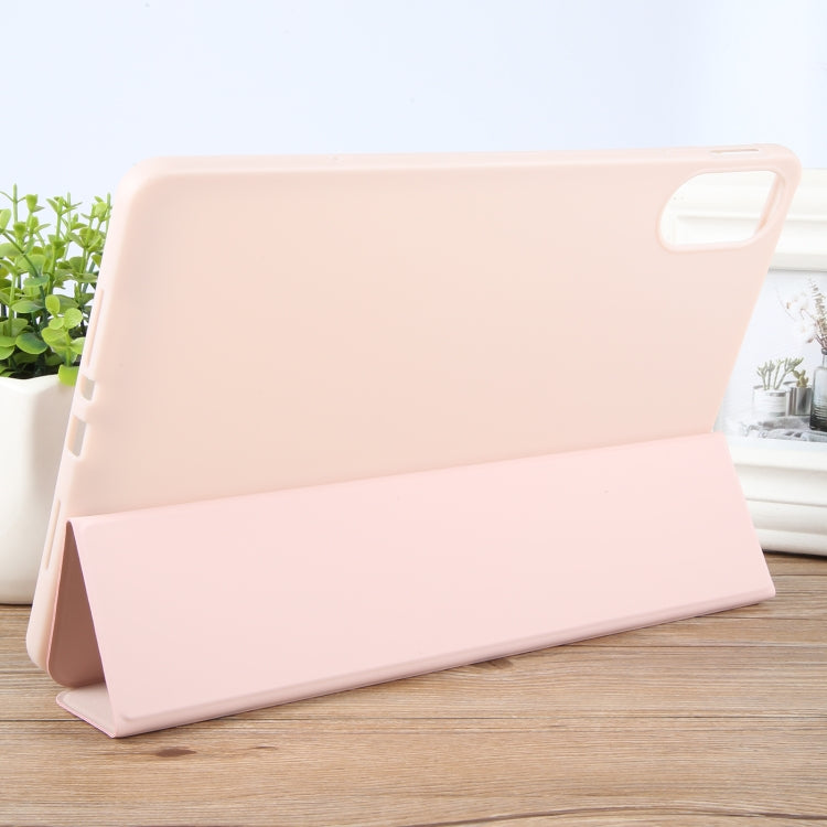 For Huawei MatePad SE 11 2024 Tri-fold Silicone Leather Tablet Case(Pink) - Huawei by buy2fix | Online Shopping UK | buy2fix