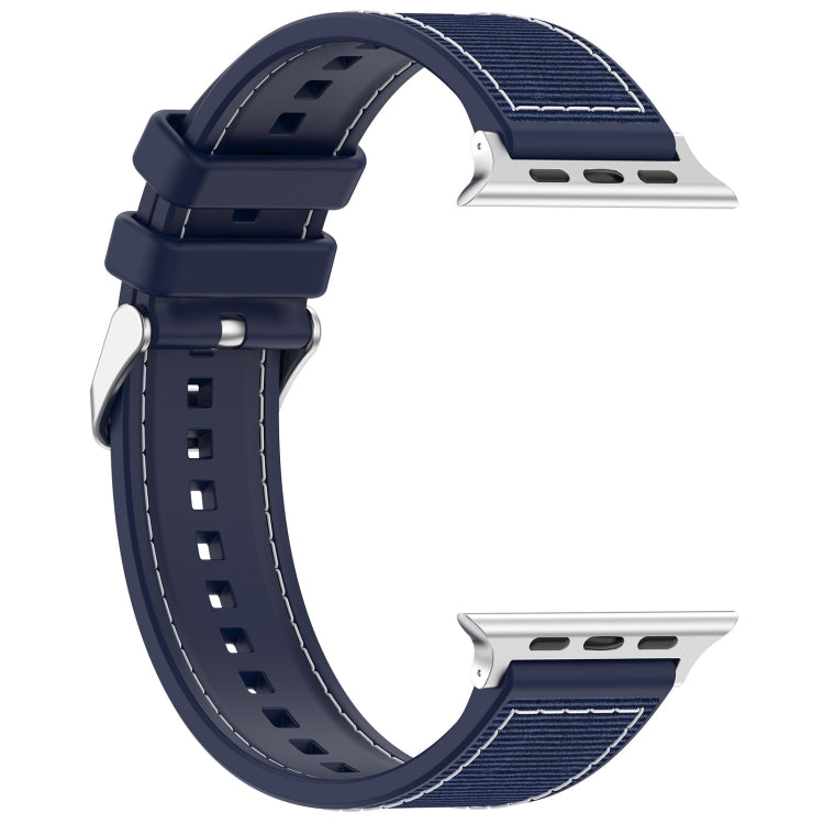 For Apple Watch Ultra 49mm Ordinary Buckle Hybrid Nylon Braid Silicone Watch Band(Midnight Blue) - Watch Bands by buy2fix | Online Shopping UK | buy2fix