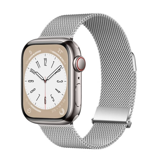 For Apple Watch Series 8 45mm ZGA Milanese Magnetic Metal Watch Band(Silver) - Watch Bands by ZGA | Online Shopping UK | buy2fix