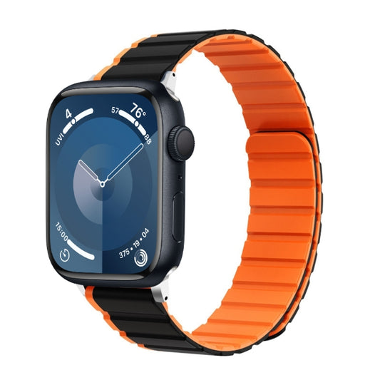 For Apple Watch Series 9 45mm ZGA Two Color Magnetic Silicone Watch Band(Black+Orange) - Watch Bands by ZGA | Online Shopping UK | buy2fix