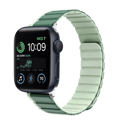 For Apple Watch SE 44mm ZGA Two Color Magnetic Silicone Watch Band(Dark Green+Light Green) - Watch Bands by ZGA | Online Shopping UK | buy2fix