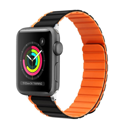 For Apple Watch Series 2 42mm ZGA Two Color Magnetic Silicone Watch Band(Black+Orange) - Watch Bands by ZGA | Online Shopping UK | buy2fix