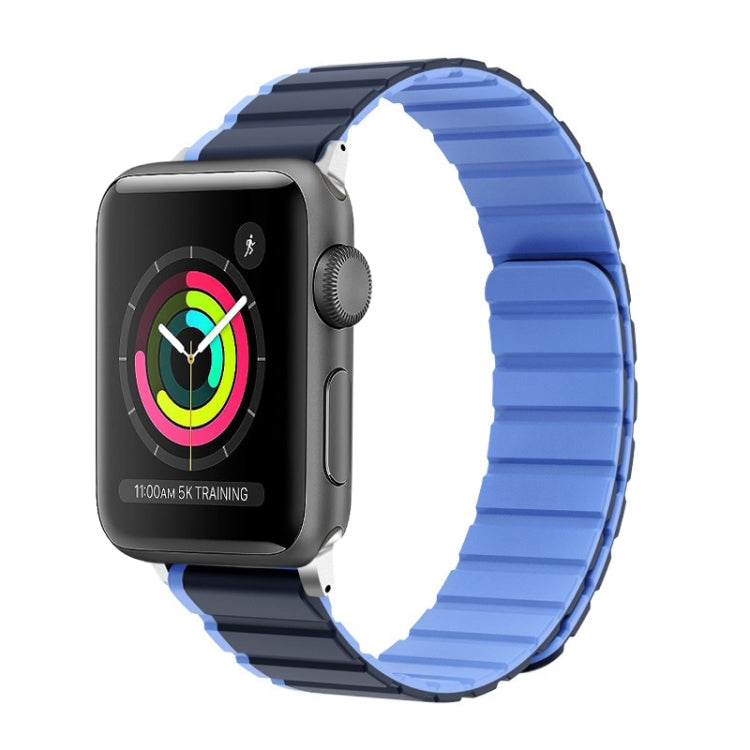 For Apple Watch 42mm ZGA Two Color Magnetic Silicone Watch Band(Dark Blue+Light Blue) - Watch Bands by ZGA | Online Shopping UK | buy2fix