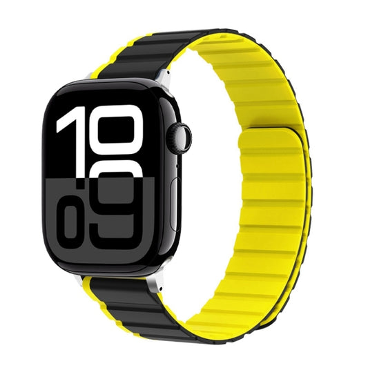 For Apple Watch Series 10 46mm ZGA Two Color Magnetic Silicone Watch Band(Grey+Yellow) - Watch Bands by ZGA | Online Shopping UK | buy2fix