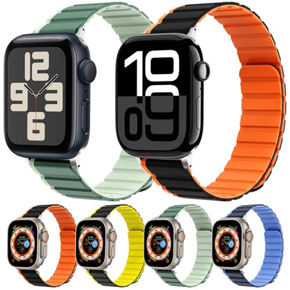 For Apple Watch Series 8 45mm ZGA Two Color Magnetic Silicone Watch Band(Black+Orange) - Watch Bands by ZGA | Online Shopping UK | buy2fix