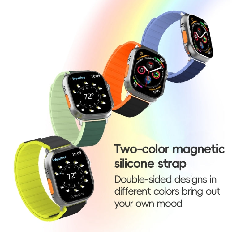 For Apple Watch Series 6 44mm ZGA Two Color Magnetic Silicone Watch Band(Dark Green+Light Green) - Watch Bands by ZGA | Online Shopping UK | buy2fix