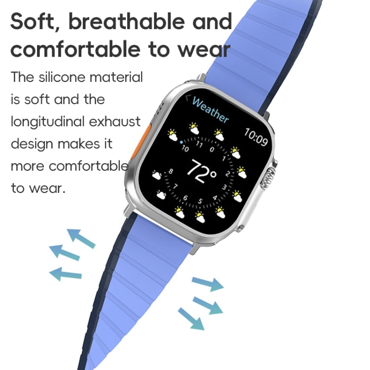 For Apple Watch Series 4 44mm ZGA Two Color Magnetic Silicone Watch Band(Dark Blue+Light Blue) - Watch Bands by ZGA | Online Shopping UK | buy2fix