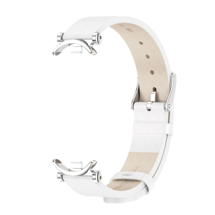 For Xiaomi Mi Band 8 Mijobs GT4 First Layer Cowhide Watch Band(White Silver) - Watch Bands by MIJOBS | Online Shopping UK | buy2fix