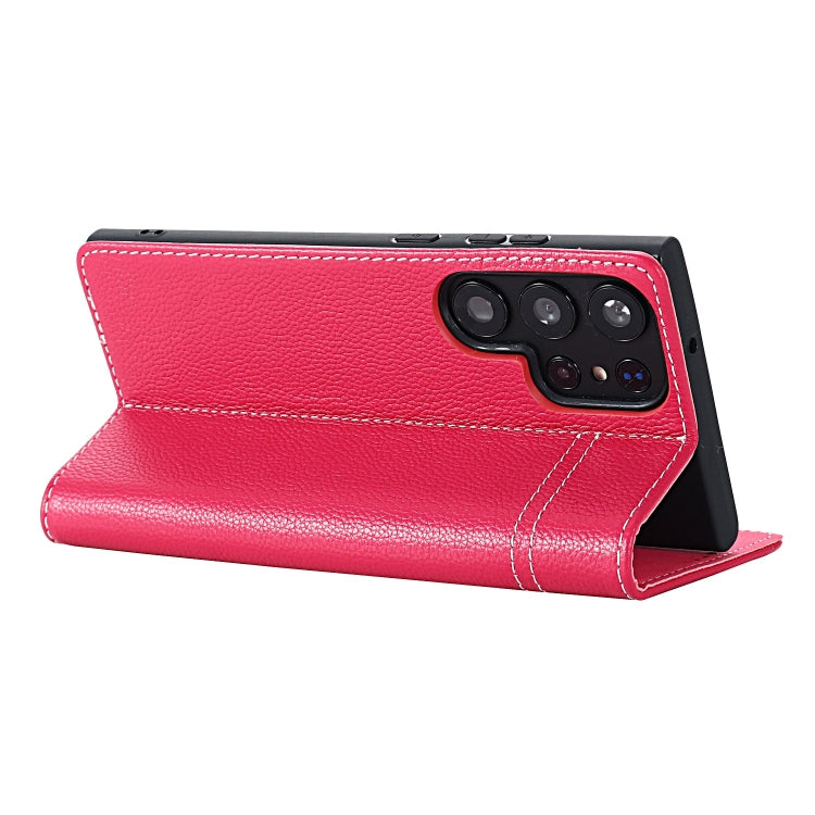 For Samsung Galaxy S24 Ultra 5G GEBEI Top-grain Horizontal Flip Leather Phone Case(Rose Red) - Galaxy S24 Ultra 5G Cases by GEBEI | Online Shopping UK | buy2fix