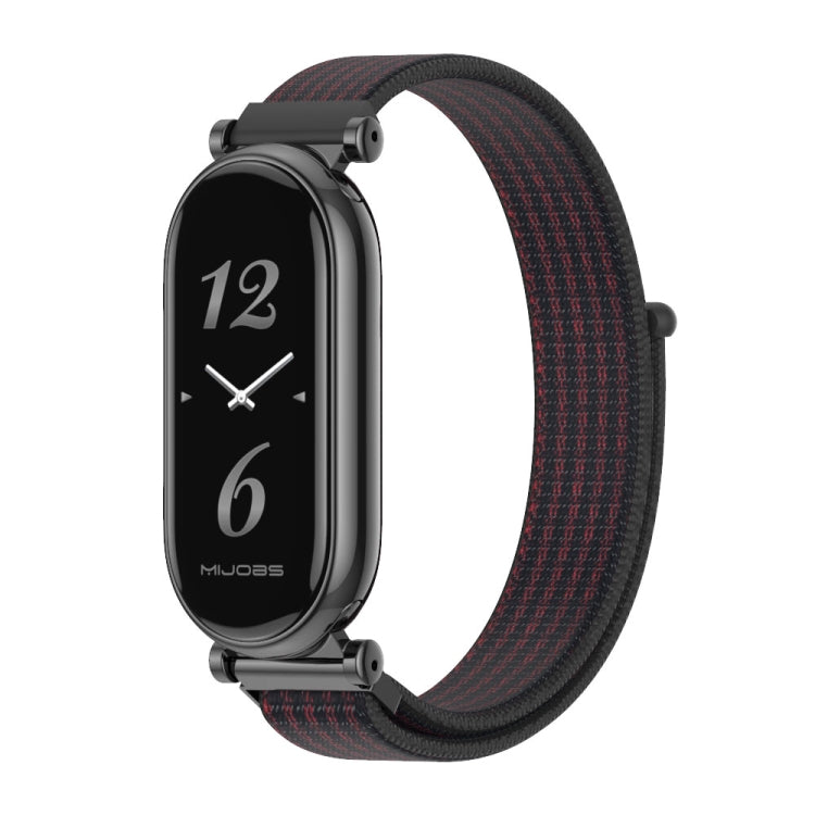 For Xiaomi Mi Band 8 / 9 / 9 NFC Mijobs GT4 Breathable Nylon Loop Watch Band(Black Red) - Watch Bands by MIJOBS | Online Shopping UK | buy2fix