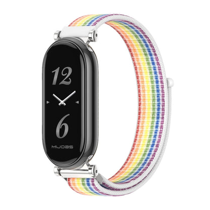 For Xiaomi Mi Band 8 / 9 / 9 NFC Mijobs GT4 Breathable Nylon Loop Watch Band(Colorful Silver) - Watch Bands by MIJOBS | Online Shopping UK | buy2fix