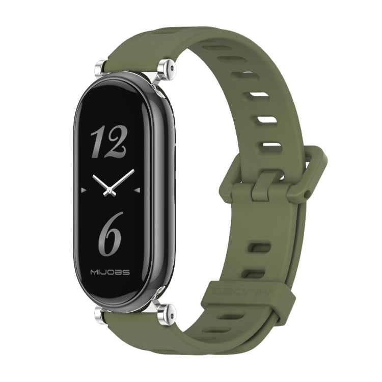 For Xiaomi Mi Band 8 / 9 / 9 NFC Mijobs GT4 Flat Hole Silicone Watch Band(Army Green Silver) - Watch Bands by MIJOBS | Online Shopping UK | buy2fix