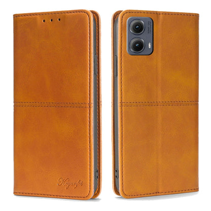 For Motorola Edge 5G 2024 Cow Texture Magnetic Leather Phone Case(Light Brown) - Motorola Cases by buy2fix | Online Shopping UK | buy2fix