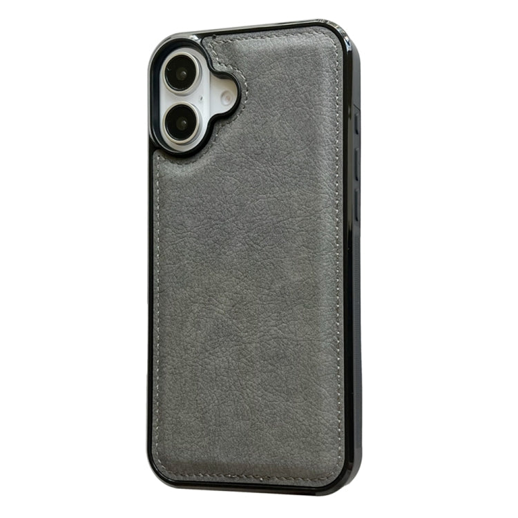 For iPhone 16 Plus Cowhide Texture Back Cover Phone Case(Grey) - iPhone 16 Plus Cases by buy2fix | Online Shopping UK | buy2fix