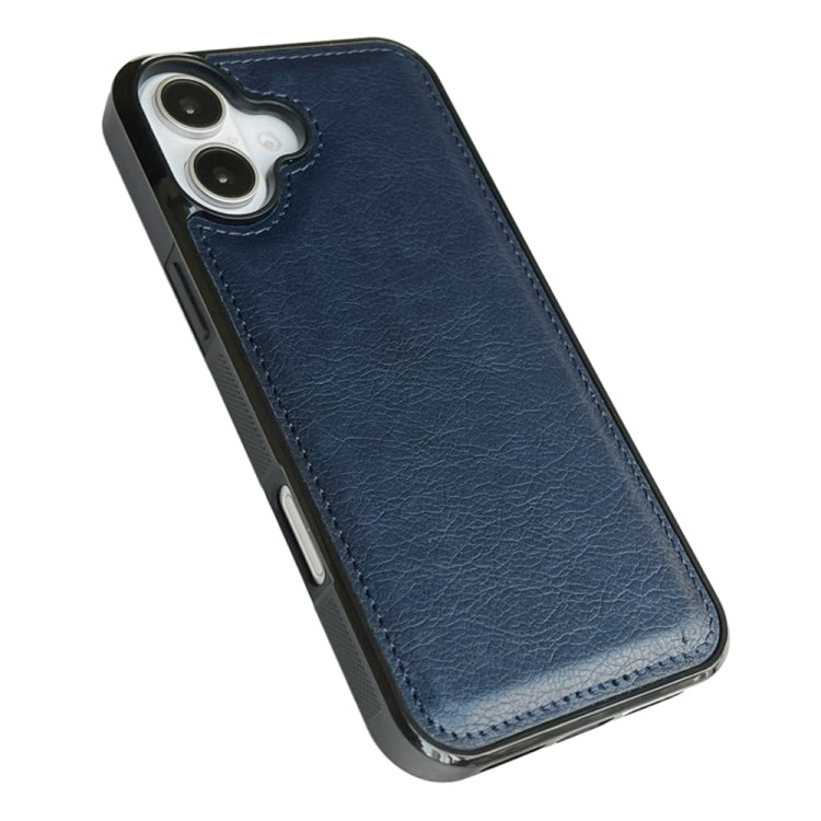 For iPhone 16 Plus Cowhide Texture Back Cover Phone Case(Royal Blue) - iPhone 16 Plus Cases by buy2fix | Online Shopping UK | buy2fix