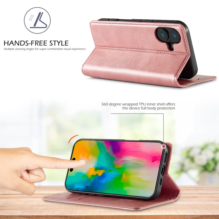 For iPhone 16 Plus LC.IMEEKE Strong Magnetism Microfiber Leather Phone Case(Rose Gold) - iPhone 16 Plus Cases by LC.IMEEKE | Online Shopping UK | buy2fix