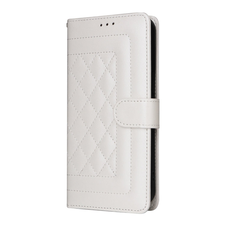 For Google Pixel 9 Diamond Lattice Leather Flip Phone Case(White) - Google Cases by buy2fix | Online Shopping UK | buy2fix