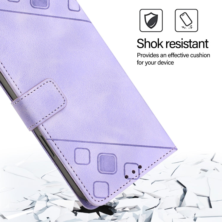 For OnePlus 12 5G Global Skin-feel Embossed Leather Phone Case(Light Purple) - OnePlus Cases by buy2fix | Online Shopping UK | buy2fix