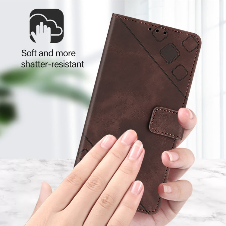 For OnePlus 12 5G Global Skin-feel Embossed Leather Phone Case(Brown) - OnePlus Cases by buy2fix | Online Shopping UK | buy2fix