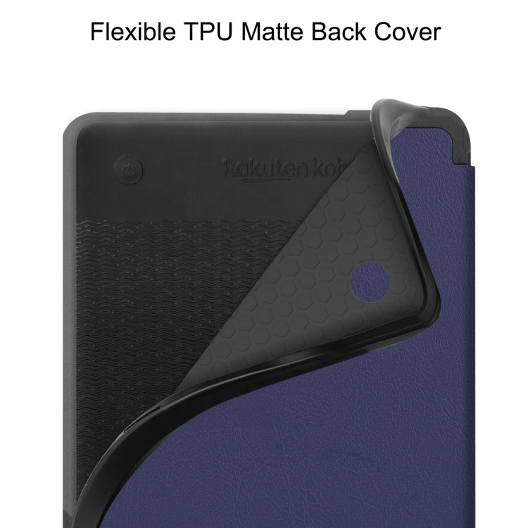 For KOBO Clara Colour 2024 / BW Solid Color Voltage Caster TPU Leather Smart Tablet Case(Dark Blue) - Others by buy2fix | Online Shopping UK | buy2fix