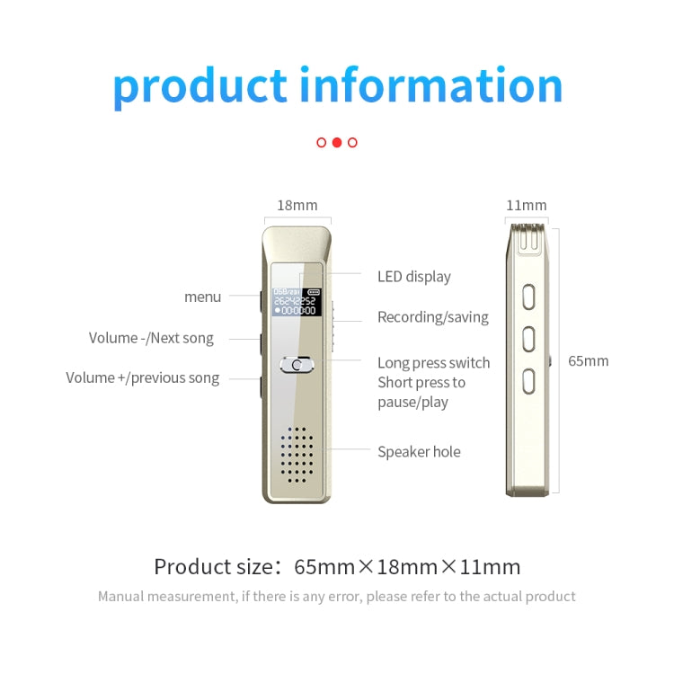 JNN Q7 Mini Portable Voice Recorder with OLED Screen, Memory:16GB(Gold) - Recording Pen by JNN | Online Shopping UK | buy2fix