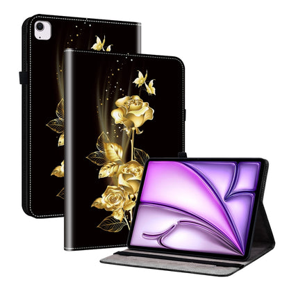 For iPad Air 11 2024 Crystal Texture Painted Leather Smart Tablet Case(Gold Butterfly Rose) - iPad Air 11 2024 Cases by buy2fix | Online Shopping UK | buy2fix