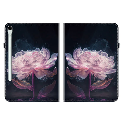 For Samsung Galaxy Tab S9 / S9 FE Crystal Texture Painted Leather Tablet Case(Purple Peony) - Galaxy Tab S9 Cases by buy2fix | Online Shopping UK | buy2fix