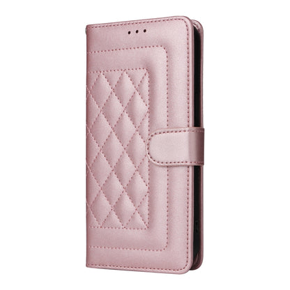 For iPhone 16 Diamond Lattice Leather Flip Phone Case(Rose Gold) - iPhone 16 Cases by buy2fix | Online Shopping UK | buy2fix